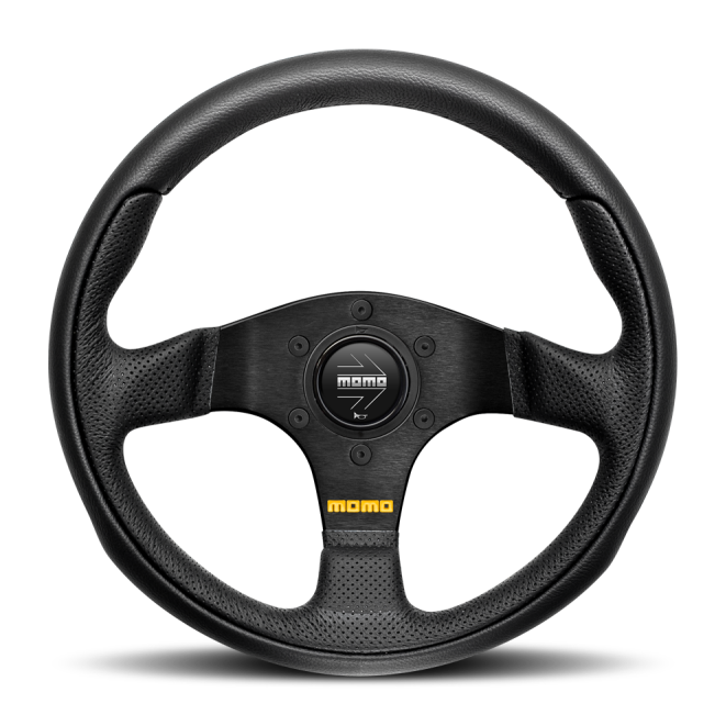 Momo Team Steering Wheel 300 mm - 4 Black Leather/Black Spokes-tuningsupply.com