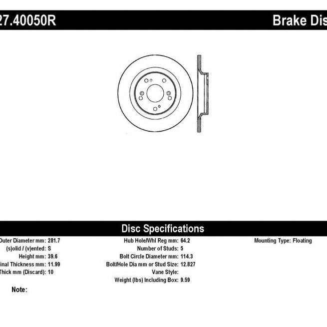 StopTech 00-09 S2000 Slotted & Drilled Right Rear Rotor-Brake Rotors - Slot & Drilled-Stoptech-STO127.40050R-SMINKpower Performance Parts