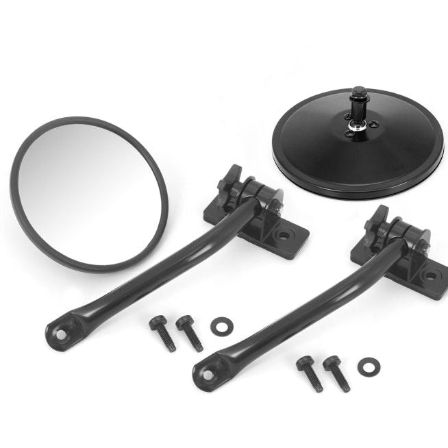 Rugged Ridge 97-18 Jeep Wrangler Black Round Quick Release Mirror-Exterior Trim-Rugged Ridge-RUG11025.11-SMINKpower Performance Parts