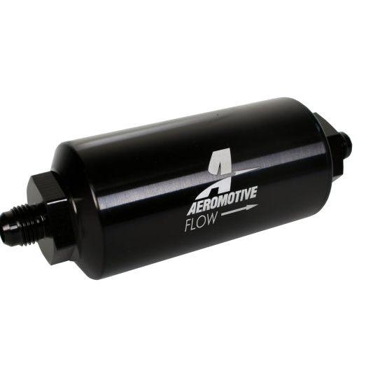 Aeromotive In-Line Filter - (AN-6 Male) 10 Micron Microglass Element Bright Dip Black Finish-tuningsupply.com