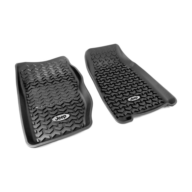 Rugged Ridge Floor Liner Front Black 1984-2001 Jeep Logo Cherokee XJ-Floor Mats - Rubber-Rugged Ridge-RUGDMC-12920.25-SMINKpower Performance Parts