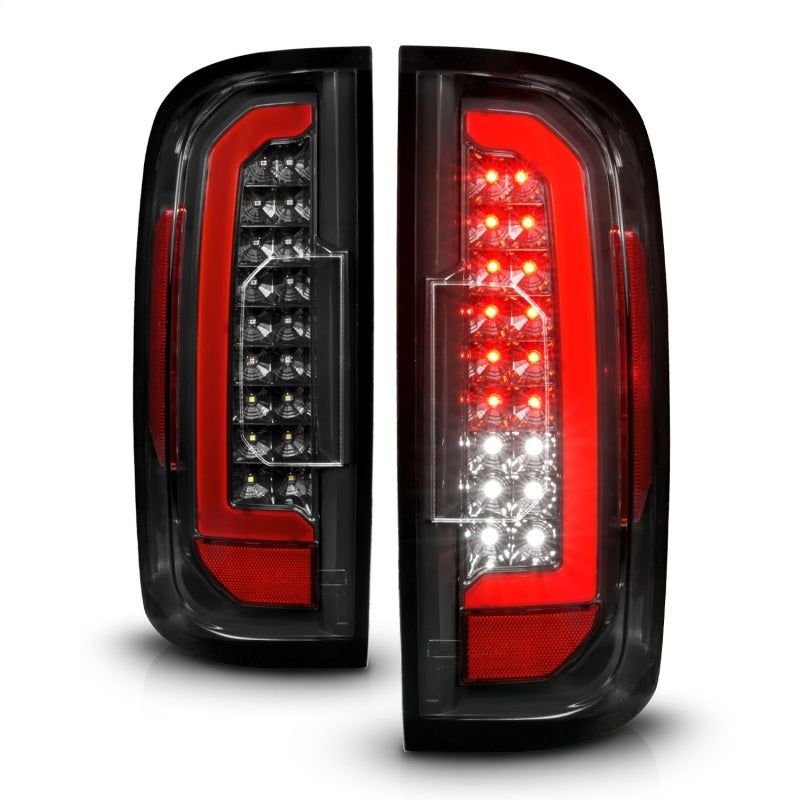 ANZO 15-21 GMC Canyon Full LED Taillights w/ Red Lightbar Black Housing/Clear Lens-tuningsupply.com