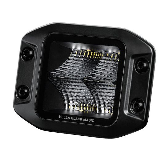 Hella Universal Black Magic 3.2in L.E.D. Cube Kit - Flood Beam (Flush Mount)-tuningsupply.com