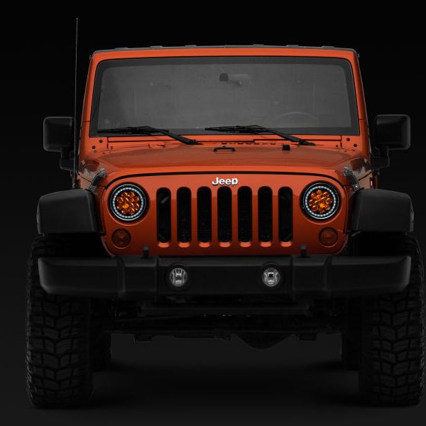 Raxiom 97-18 Jeep Wrangler TJ/JK Axial Spider LED Headlight w/ Amber DRL- Chrome Hsng (Clear Lens) - SMINKpower Performance Parts RAXJ108047 Raxiom