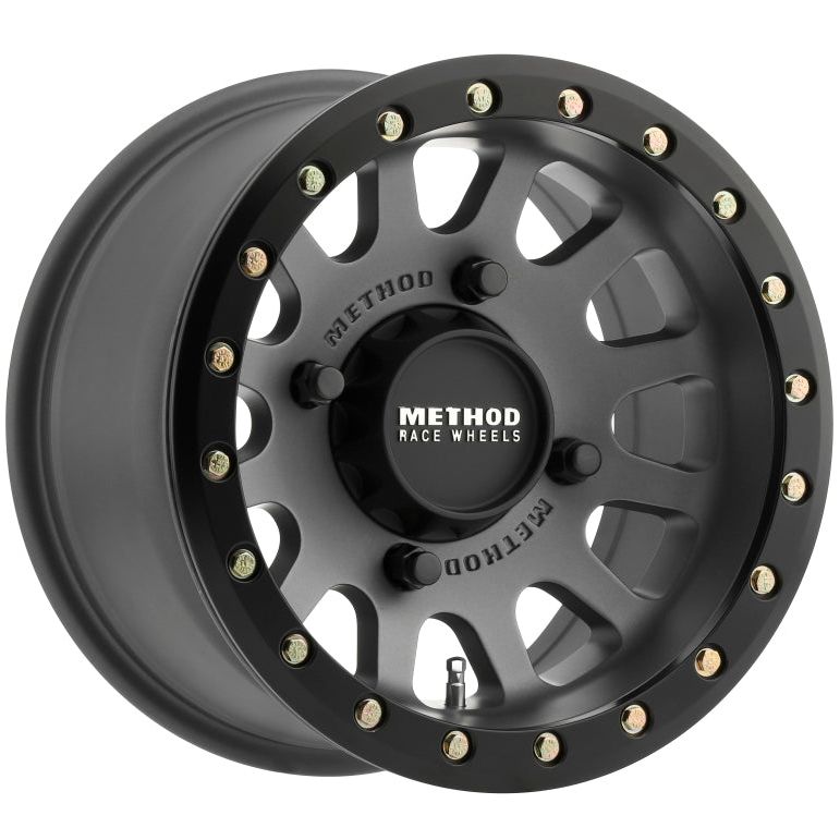 Method MR401 UTV Beadlock 15x7 / 4+3/13mm Offset / 4x156 / 132mm CB Titanium Wheel- Matte Black Ring-tuningsupply.com