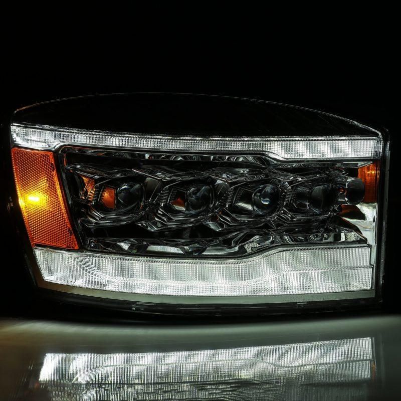 AlphaRex 06-08 Dodge Ram 1500HD NOVA LED Proj Headlights Plank Style Blk w/Seq Signal/DRL/Amber LED-tuningsupply.com