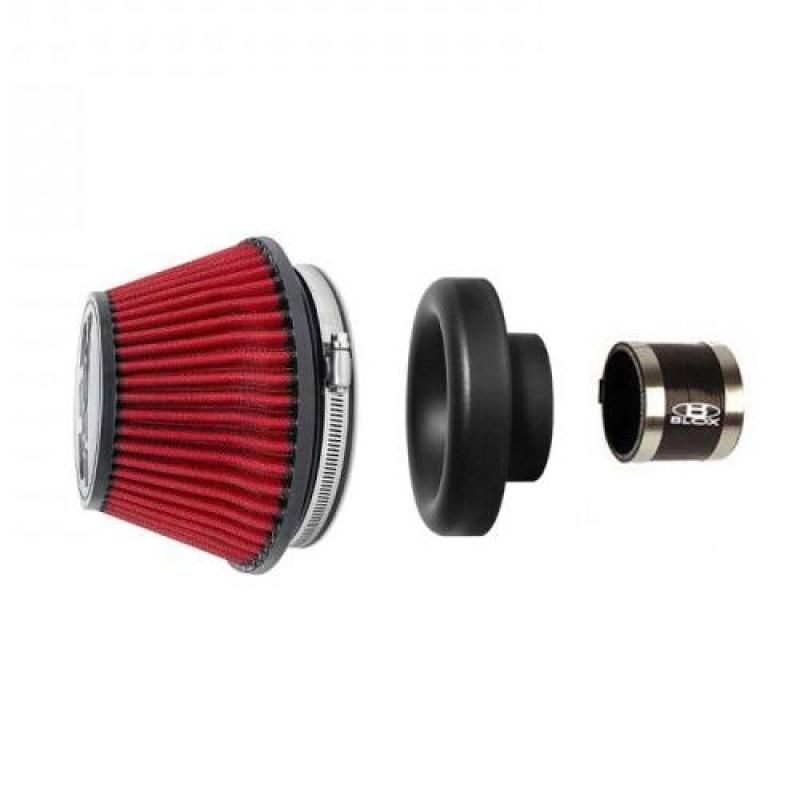 BLOX Racing Shorty Performance 5in Air Filter w/4in Velocity Stack and Coupler Kit-tuningsupply.com