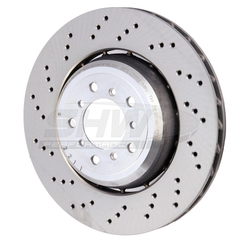 SHW 08-13 BMW M3 4.0L Left Front Cross-Drilled Lightweight Brake Rotor (34112283801)-Brake Rotors - Drilled-SHW Performance-SHWBFL42851-SMINKpower Performance Parts