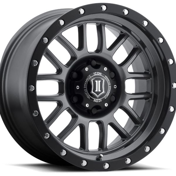 ICON Alpha 17x8.5 6x5.5 0mm Offset 4.75in BS 106.1mm Bore Gun Metal Wheel-tuningsupply.com