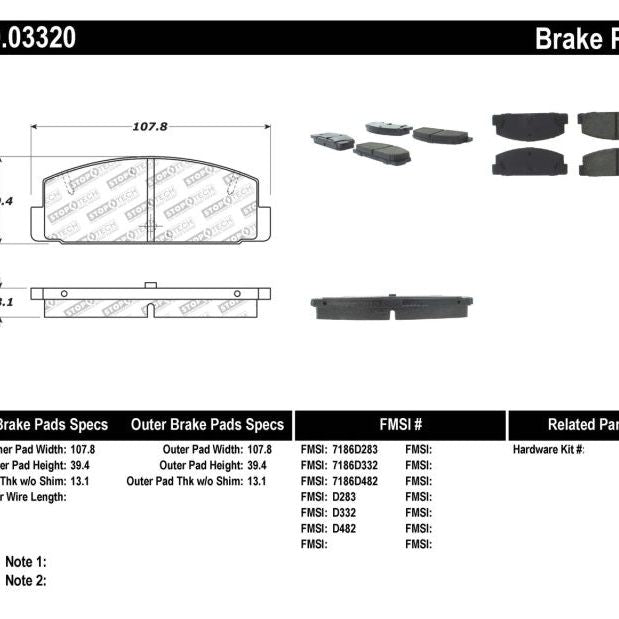 StopTech Performance 89-95 Mazda RX7 / 03-05 Mazda 6 Rear Brake Pads-Brake Pads - Performance-Stoptech-STO309.03320-SMINKpower Performance Parts