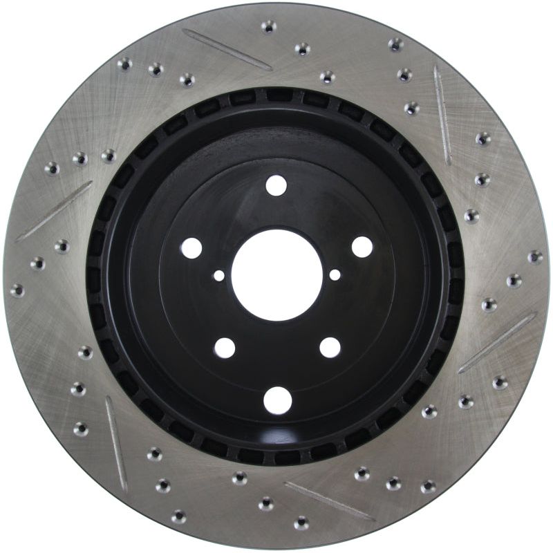 StopTech 08+ Subaru STI (Will Not Fit 05-07) Slotted & Drilled Sport Brake Rotor-Brake Rotors - Slot & Drilled-Stoptech-STO127.47030R-SMINKpower Performance Parts