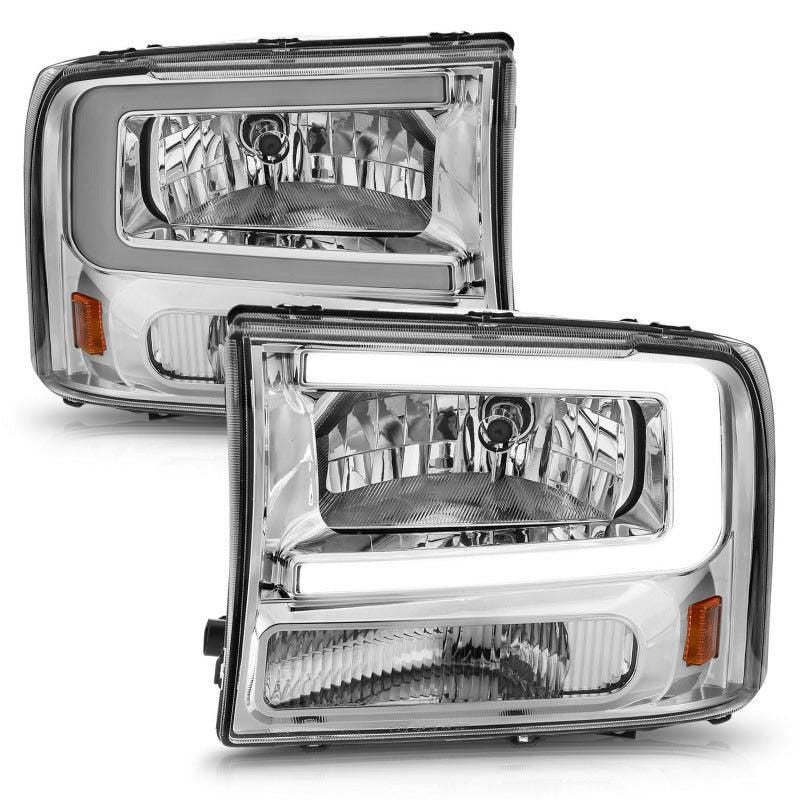 ANZO 99-04 Ford F250/F350/F450/Excursion (excl. 99) Crystal Headlights - w/ Light Bar Chrome Housing-tuningsupply.com