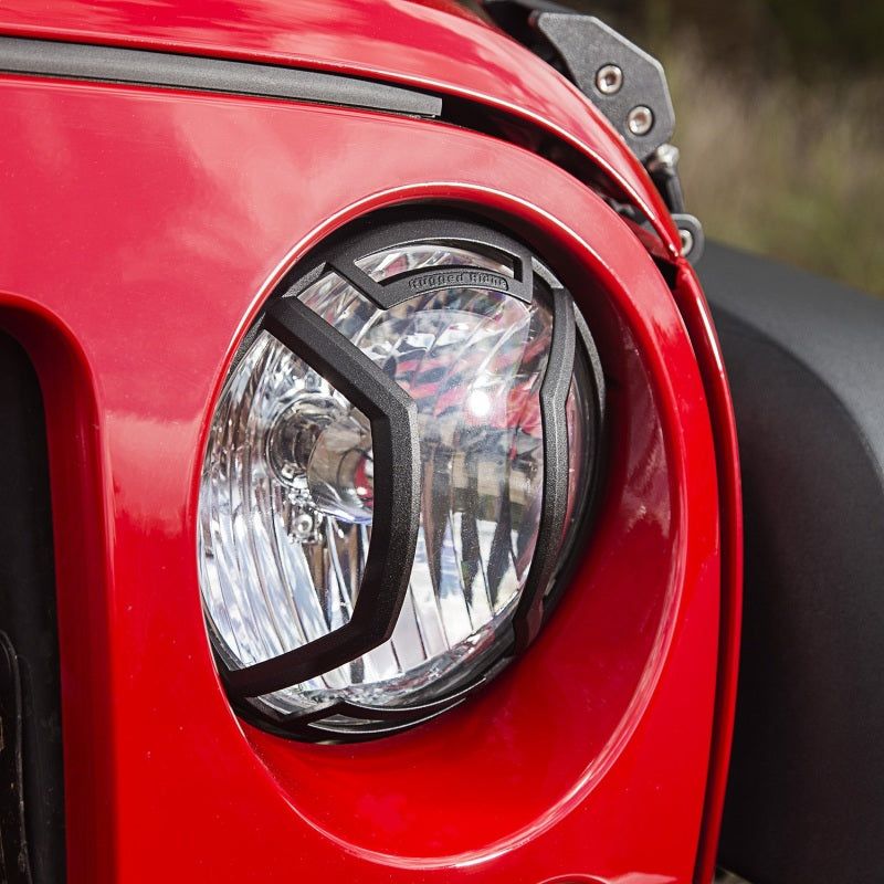 Rugged Ridge 07-18 Jeep Wrangler JK/JKU Textured Black Elite Headlight Euro Guards - SMINKpower Performance Parts RUG11230.12 Rugged Ridge