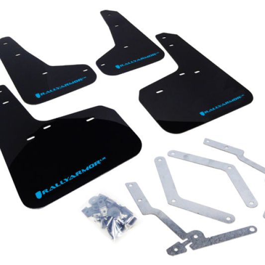 Rally Armor 12-19 Ford Focus ST / 16-19 RS Black UR Mud Flap w/ Nitrous Blue Logo-Mud Flaps-Rally Armor-RALMF27-UR-BLK/NB-SMINKpower Performance Parts