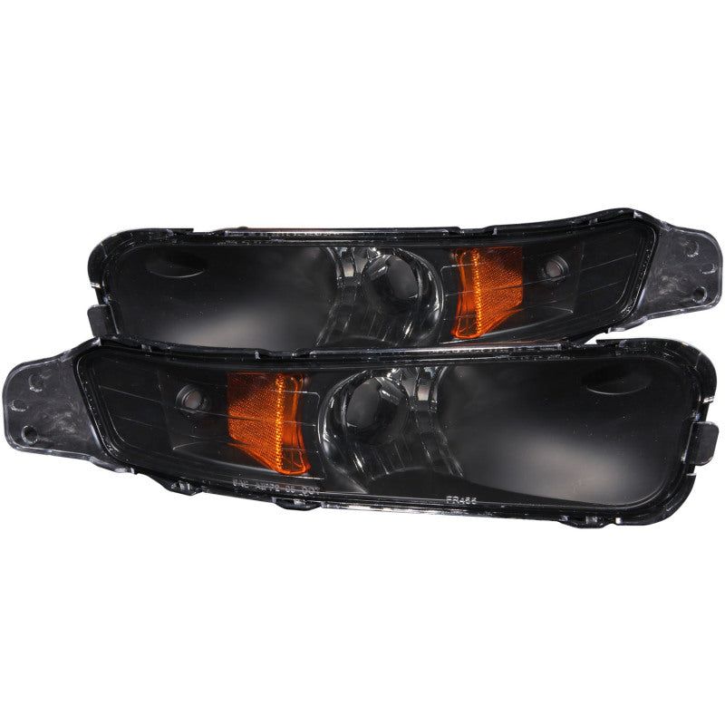 ANZO 2005-2009 Ford Mustang Euro Parking Lights Black w/ Amber Reflector-tuningsupply.com