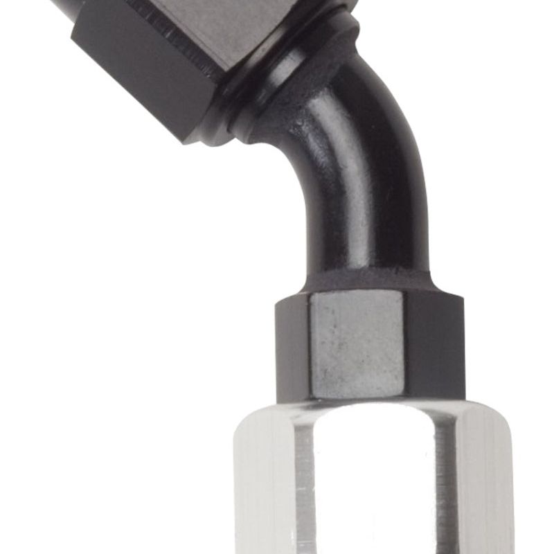 Russell Performance -6 AN Black/Silver 45 Degree Full Flow Hose End - SMINKpower Performance Parts RUS610093 Russell