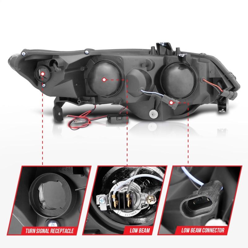 ANZO 2006-2011 Honda Civic Projector Headlights w/ Halo Black (CCFL)-tuningsupply.com