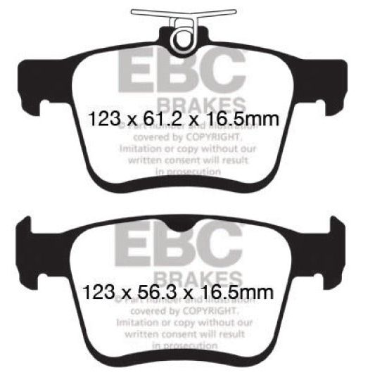 EBC 14+ Audi A3 1.8 Turbo (w/Electronic Parking Brake) Greenstuff Rear Brake Pads-tuningsupply.com