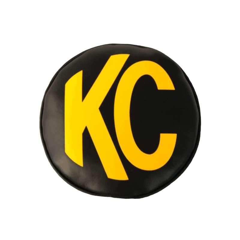 KC HiLiTES 6in. Round Soft Cover (Pair) - Black w/Yellow KC Logo-tuningsupply.com