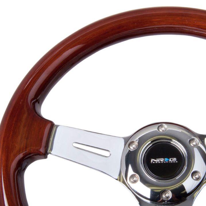 NRG Classic Wood Grain Steering Wheel (330mm) Wood Grain w/Chrome 3-Spoke Center-Steering Wheels-NRG-NRGST-015-1CH-SMINKpower Performance Parts