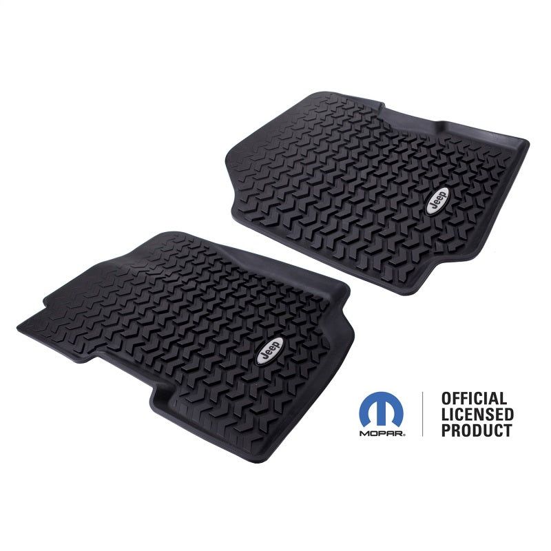 Rugged Ridge Floor Liner Front Black 1976-1995 Jeep Logo CJ-7 / CJ-8 / Jeep Wrangler YJ - SMINKpower Performance Parts RUGDMC-12920.22 Rugged Ridge