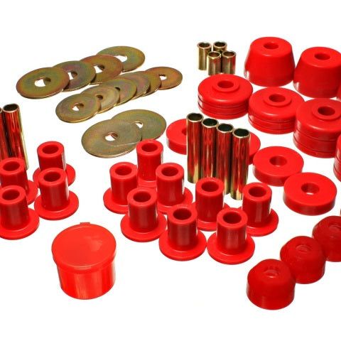 Energy Suspension 72-85 Dodge/Plymouth 1/2 & 3/4 Ton S/C Pickup Red Hyper-Flex Master Bushing Set-tuningsupply.com