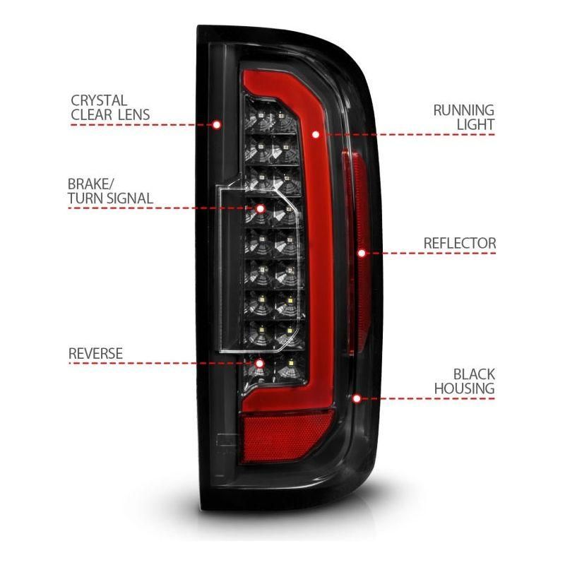 ANZO 15-21 GMC Canyon Full LED Taillights w/ Red Lightbar Black Housing/Clear Lens-tuningsupply.com