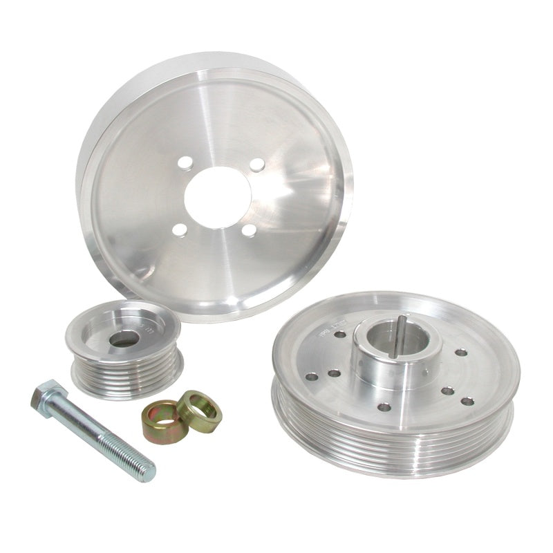 BBK 02-04 Mustang 4.6 GT Underdrive Pulley Kit - Lightweight CNC Billet Aluminum (3pc)-tuningsupply.com