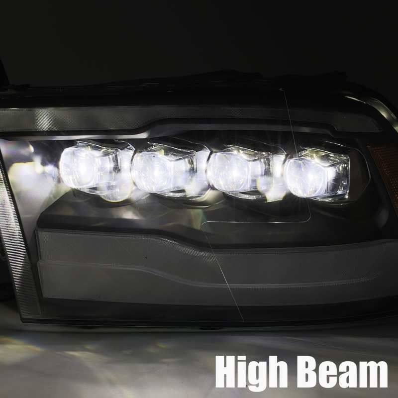 AlphaRex 09-18 Dodge Ram 1500HD NOVA LED Projector Headlights Plank Style Design Alpha Black w/DRL-tuningsupply.com