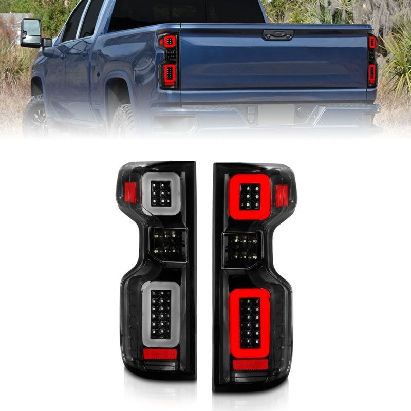 Anzo 19-21 Chevy Silverado Full LED Tailights Black Housing Clear Lens G2 (w/C Light Bars)-tuningsupply.com