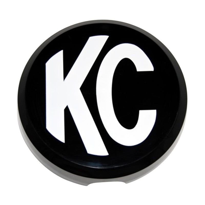 KC HiLiTES 6in. Round Hard Cover for Daylighter/SlimLite/Pro-Sport (Single) - Black w/White KC Logo-tuningsupply.com