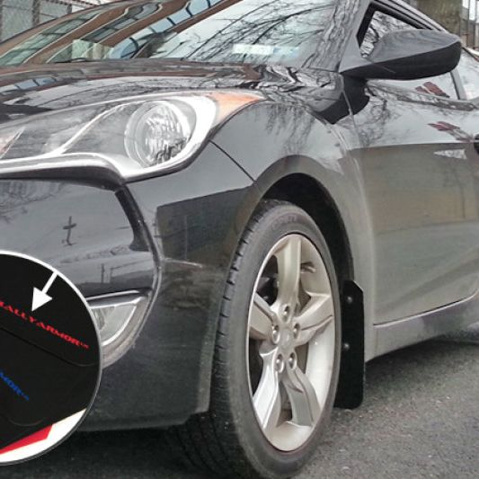 Rally Armor 12-18 Hyundai Veloster Black UR Mud Flap w/ Red Logo-tuningsupply.com