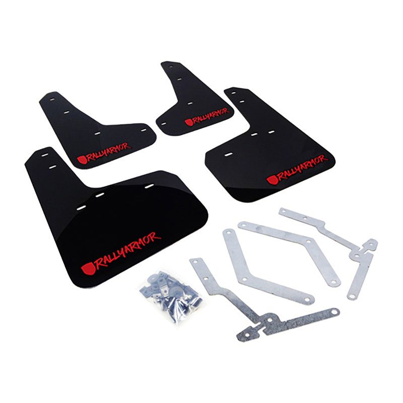 Rally Armor 12-19 Ford Focus ST / 16-19 RS Black UR Mud Flap w/Red Altered Font Logo-tuningsupply.com