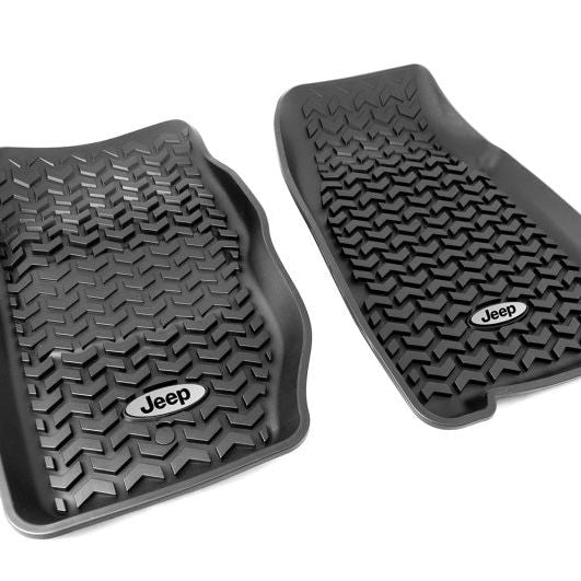 Rugged Ridge Floor Liner Front Black 1984-2001 Jeep Logo Cherokee XJ-Floor Mats - Rubber-Rugged Ridge-RUGDMC-12920.25-SMINKpower Performance Parts