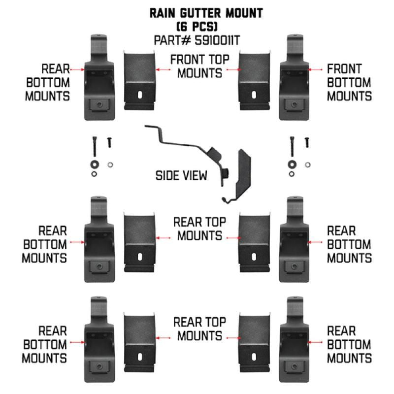 Go Rhino 6pc Rain Gutter Mounting Kit for SRM Rack-tuningsupply.com