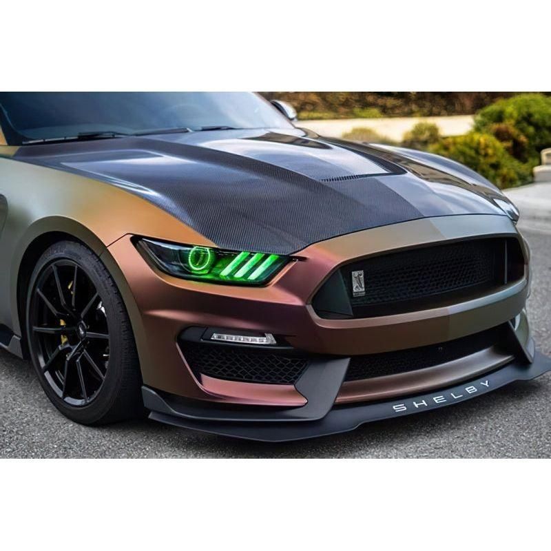 Oracle 15-17 Ford Mustang Dynamic RGB+A Pre-Assembled Headlights - Black Edition - ColorSHIFT - SMINKpower Performance Parts ORL8199-332 ORACLE Lighting