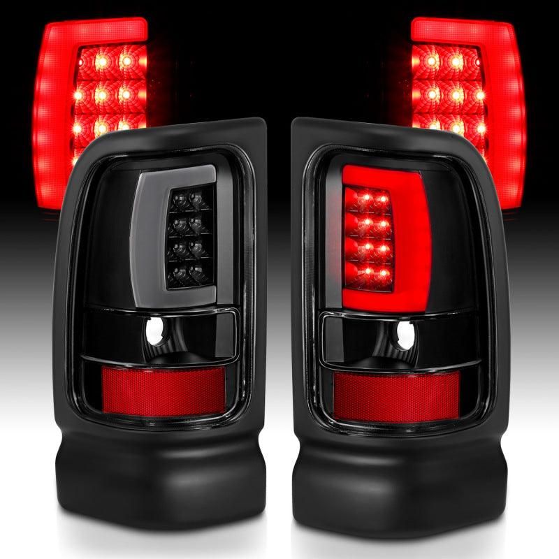 ANZO 1994-2001 Dodge Ram 1500 LED Taillights Plank Style Black w/Clear Lens-tuningsupply.com