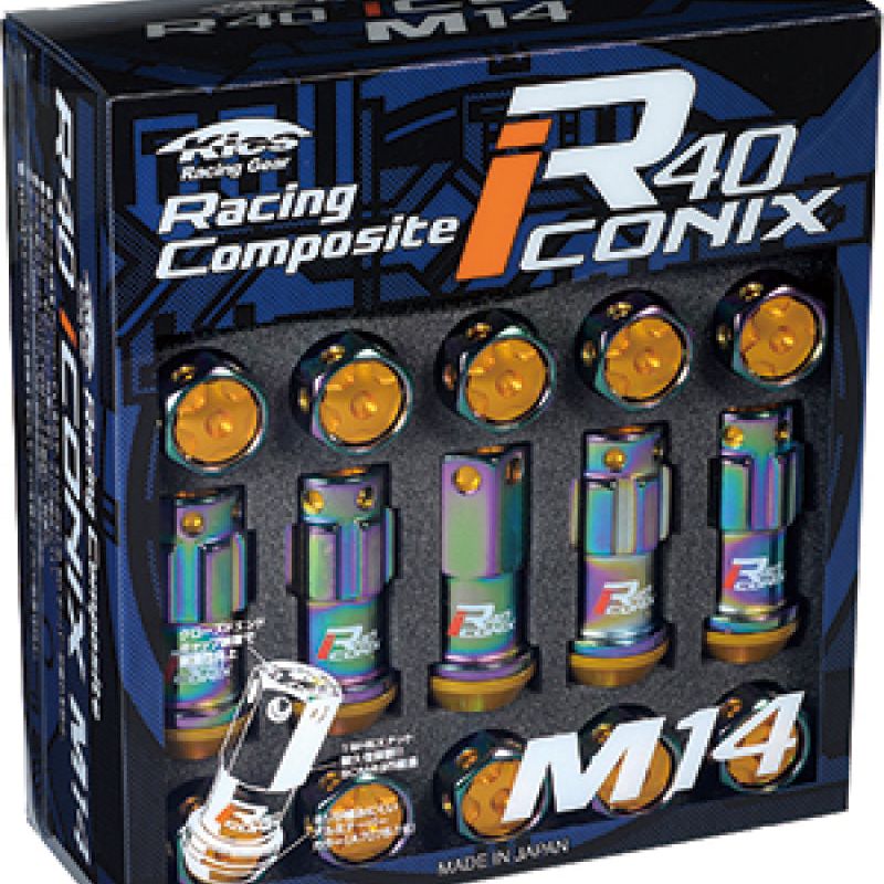 Project Kics 14X1.50 Neochrome R40 Iconix Lug Nuts (Black Cap) - 20 Pcs-tuningsupply.com