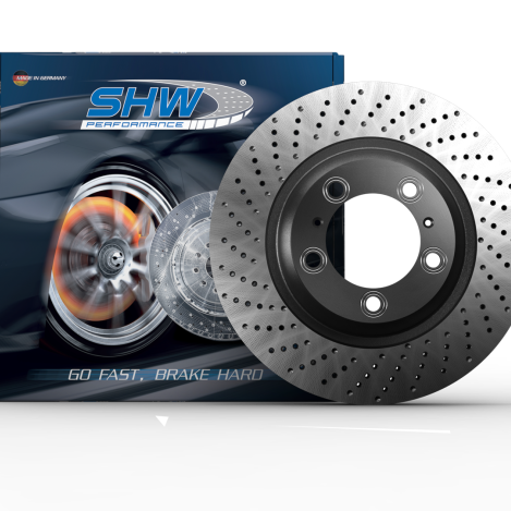 SHW 17-19 Porsche 911 Carrera 3.0L w/o Ceramics Left Front Cross-Drilled MB Brake Rotor (9P1615301A)-Brake Rotors - Drilled-SHW Performance-SHWPFL39981-SMINKpower Performance Parts