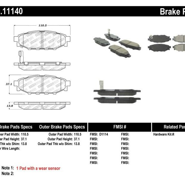 StopTech Performance 08-10 WRX Rear Brake Pads-Brake Pads - Performance-Stoptech-STO309.11140-SMINKpower Performance Parts