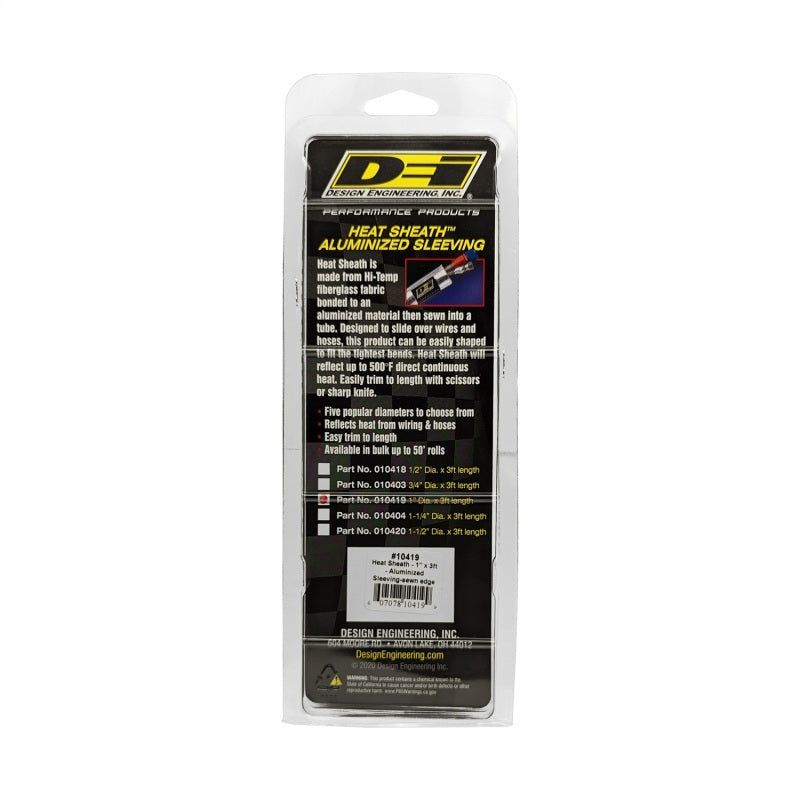 DEI Heat Sheath 1in x 3ft - Aluminized Sleeving - Sewn Edge-tuningsupply.com