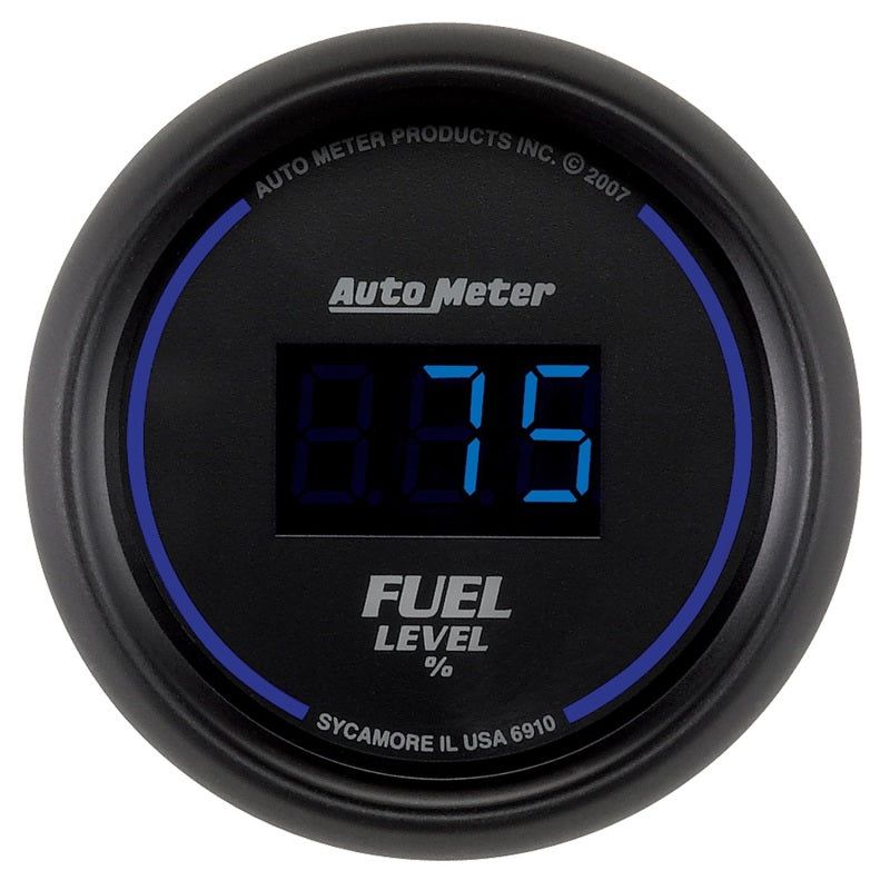 Autometer Cobalt Digital 52.4mm Black Programmable Empty-Full Range Fuel Level Gauge-tuningsupply.com