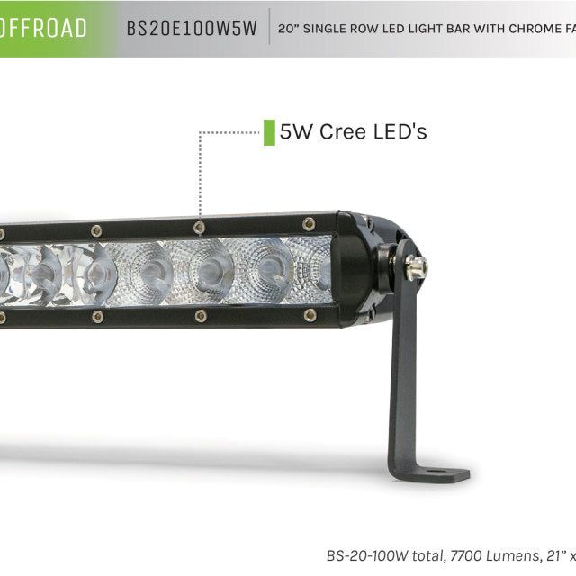 DV8 Offroad SL 8 Slim 20in Light Bar Slim 100W Spot 5W CREE LED - Black-tuningsupply.com