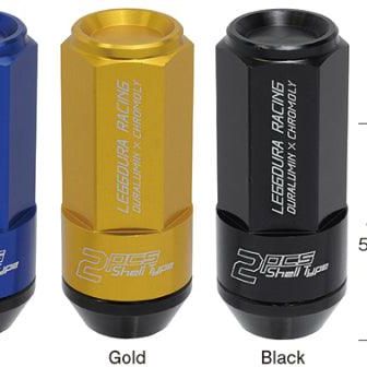 Project Kics Leggdura Racing Shell Type Lug Nut 53mm Open-End Look 16 Pcs + 4 Locks 12X1.25 Black-tuningsupply.com