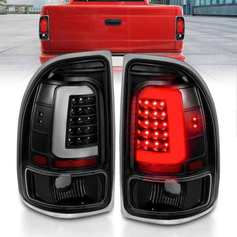 ANZO 1997-2004 Dodge Dakota LED Taillights Black Housing Clear Lens Pair-tuningsupply.com