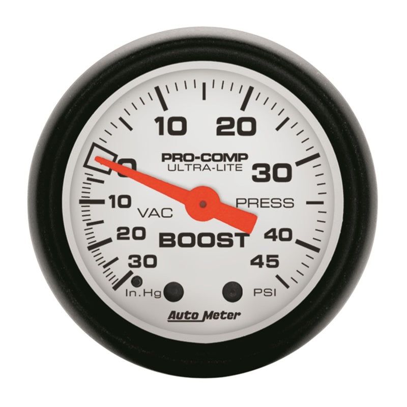 Autometer Phantom 52mm 30in Hg-Vac/45PSI Mechanical Vacuum/Boost Gauge-tuningsupply.com