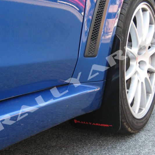 Rally Armor 08-17 Mitsubishi EVO X Black UR Mud Flap w/ Red Logo-tuningsupply.com