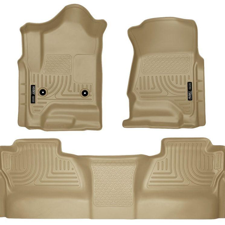 Husky Liners 14 Chevrolet Silverado/GMC Sierra WeatherBeater Tan Front & 2nd Seat Floor Liners-tuningsupply.com