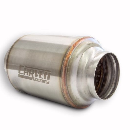 Carven Universal Carven-R Performance Muffler 304SS 2.5in. Inlet / 10.5in. OL / 5in. OD-tuningsupply.com