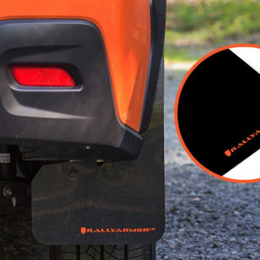 Rally Armor 13-17 Subaru Crosstrek XV Black Mud Flap w/Orange Logo-tuningsupply.com